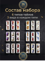 Тематический набор тайлов Маджонг Меча и Магии 36 шт. для маджонга и других игр.